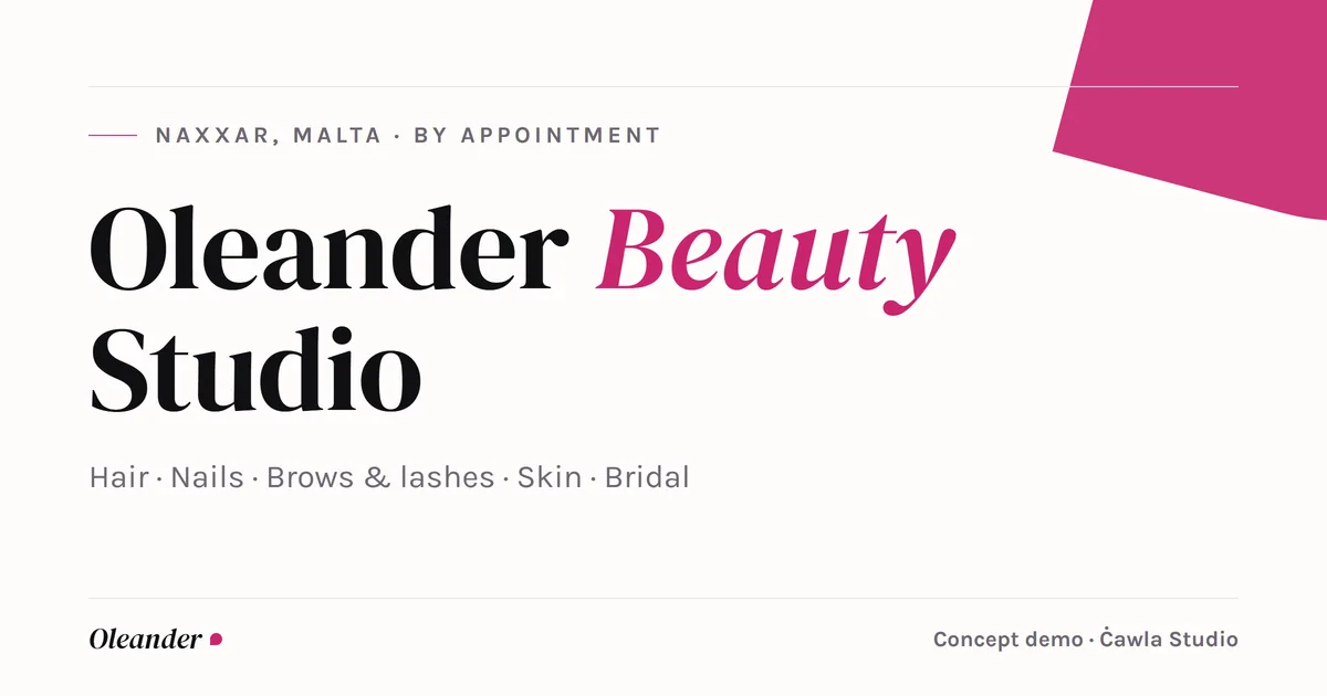 Oleander Beauty Studio website preview